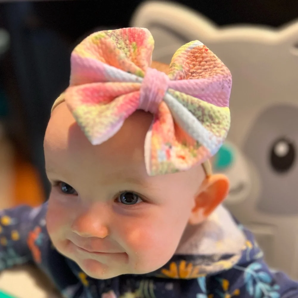 Vibrant Colors Baby/Girl Bow on Nylon Band - Picture 3 of 3